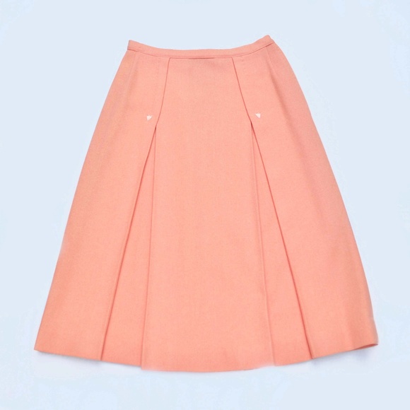 Peach Pink vintage Skirt w Pleats size 0 waist 25 inch - Picture 1 of 5